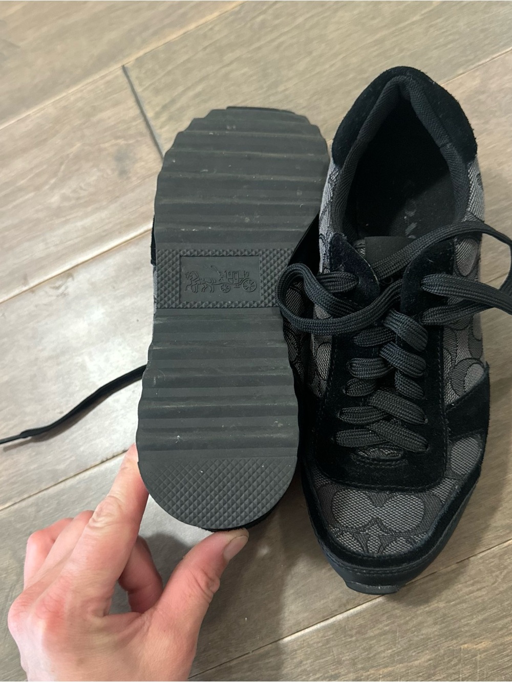 Coach Black & Gray Signature Logo Sneakers - Picture 4 of 8